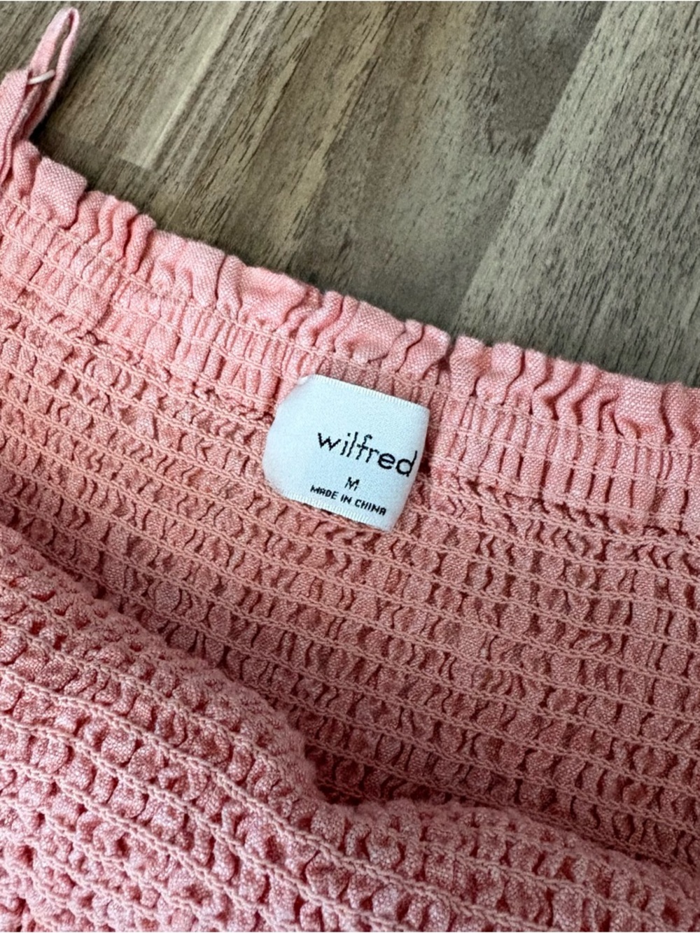 Aritzia Wilfred Coral Pink Smocked Sundress with Ruffle Hem - Picture 3 of 3